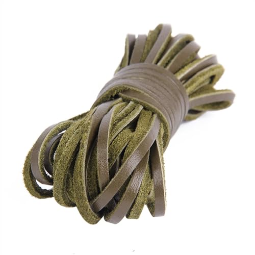 GIJMZY Flache Lederschnur 10 Meter Breite 3mm flaches Echtlederband Lederstreifen Lederband Zubehör for Lederarmbänder Schmuckherstellung(Army Green) von GIJMZY