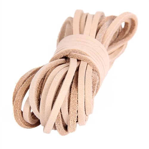 GIJMZY Flache Lederschnur 10 Meter Breite 3mm flaches Echtlederband Lederstreifen Lederband Zubehör for Lederarmbänder Schmuckherstellung(Cream) von GIJMZY