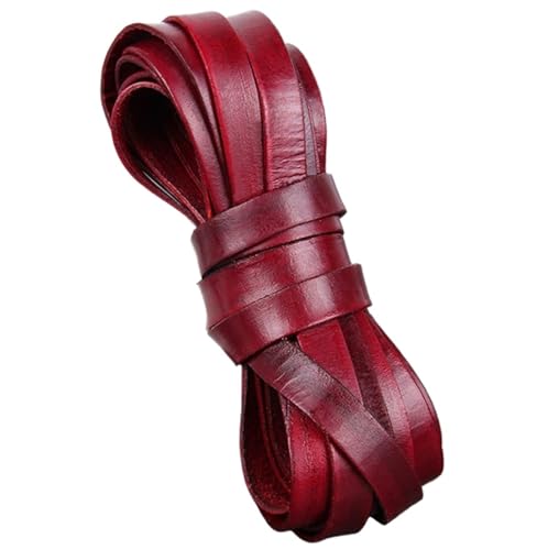 GIJMZY Flache Lederschnur 2 Meter rotes Retro-Kaffee-Kuh-Lederband, flach/rund, Lederband, Schnur, Seil, DIY-Armbandherstellung.(Flat 10x2mm) von GIJMZY