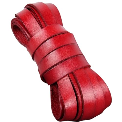 GIJMZY Flache Lederschnur 2 Meter rotes Retro-Kaffee-Kuh-Lederband, flach/rund, Lederband, Schnur, Seil, DIY-Armbandherstellung.(Flat 12x2mm) von GIJMZY