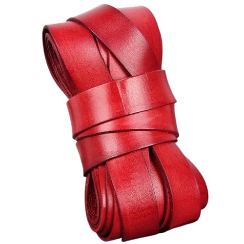 GIJMZY Flache Lederschnur 2 Meter rotes Retro-Kaffee-Kuh-Lederband, flach/rund, Lederband, Schnur, Seil, DIY-Armbandherstellung.(Flat 20x2mm) von GIJMZY