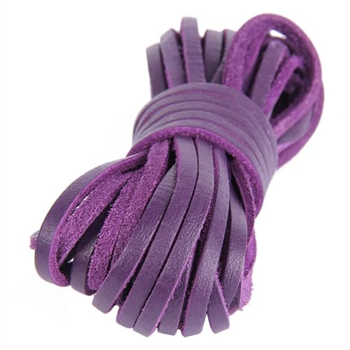 GIJMZY Flache Lederschnur 5 Meter flaches Echtlederband, Lederstreifen, Lederband, Zubehör for Lederarmbänder, Schmuckherstellung.(Purple) von GIJMZY