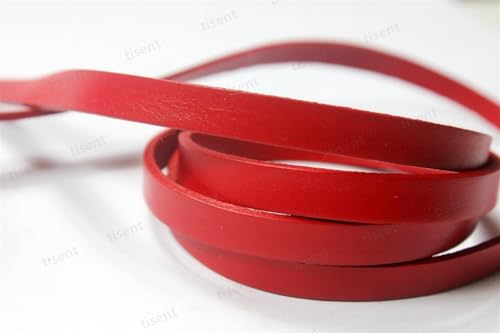 GIJMZY Flache Lederschnur 8 mm Flacher Streifen aus Rindsleder, 8 x 2 mm, echte Kordel, farbig beschichtet, 2 mm dick, 1 Yard for DIY-Armband und Halskette.(RED) von GIJMZY