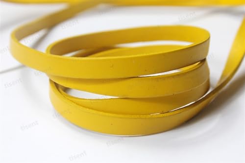 GIJMZY Flache Lederschnur 8 mm Flacher Streifen aus Rindsleder, 8 x 2 mm, echte Kordel, farbig beschichtet, 2 mm dick, 1 Yard for DIY-Armband und Halskette.(Yellow) von GIJMZY