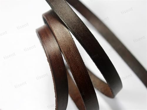 GIJMZY Flache Lederschnur Braunes Lederband, Lederstreifen, 10 mm breit, 10 x 2 mm flach.(Distressed Dark Brow,5 Yards) von GIJMZY