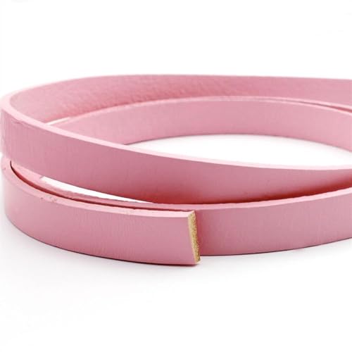 GIJMZY Flache Lederschnur Braunes Lederband, Lederstreifen, 10 mm breit, 10 x 2 mm flach.(Pink,1 Yard) von GIJMZY