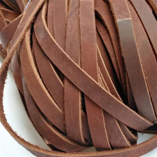 GIJMZY Flache Lederschnur Braunes Lederband, Lederstreifen, 10 mm breit, 10 x 2 mm flach.(Rustic Red Brown,5 Yards) von GIJMZY