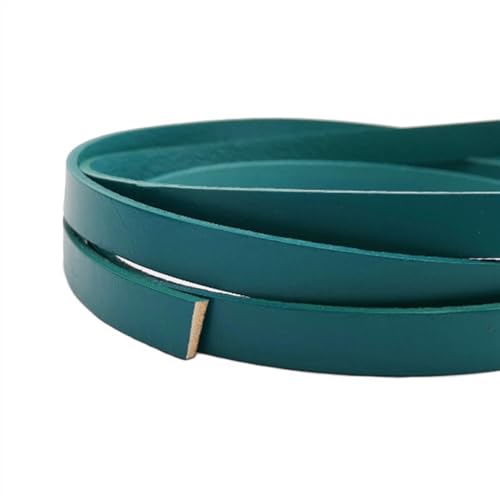 GIJMZY Flache Lederschnur Braunes Lederband, Lederstreifen, 10 mm breit, 10 x 2 mm flach.(Teal,5 Yards) von GIJMZY