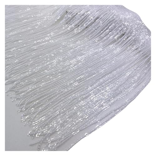 GIJMZY Fransenbesatz Spitze 2 Yards 20cm Pailletten Pailletten Quaste Spitze Fransenbesatz Mesh Stoff DIY Leistung Rock Hochzeit Kleid Dekor Nähen Material(Black-120x120cm-A) von GIJMZY