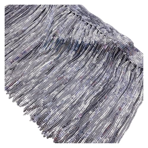 GIJMZY Fransenbesatz Spitze 2 Yards 20cm Pailletten Pailletten Quaste Spitze Fransenbesatz Mesh Stoff DIY Leistung Rock Hochzeit Kleid Dekor Nähen Material(Color13) von GIJMZY