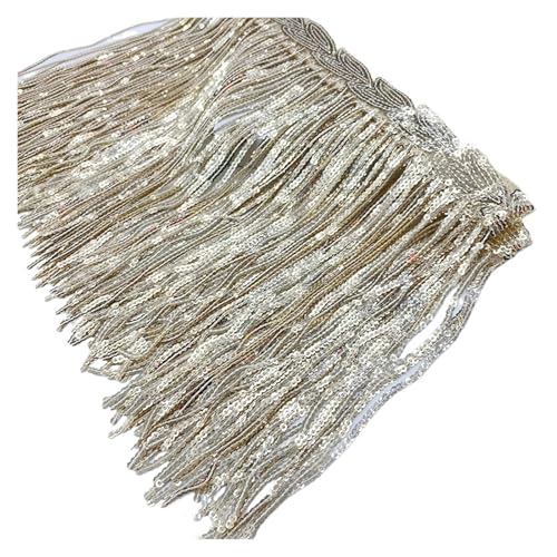 GIJMZY Fransenbesatz Spitze 2 Yards 20cm Pailletten Pailletten Quaste Spitze Fransenbesatz Mesh Stoff DIY Leistung Rock Hochzeit Kleid Dekor Nähen Material(Color18) von GIJMZY