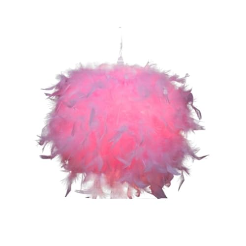 GIJMZY Lampenschirm Moderne Flauschige Pendelleuchte Lampe weiße Feder Schatten Droplight Beleuchtung Schlafzimmer Arbeitszimmer Dekoration kreative Hängelampe(Pink 20cm) von GIJMZY