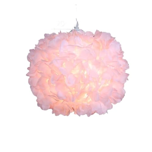 GIJMZY Lampenschirm Moderne Flauschige Pendelleuchte Lampe weiße Feder Schatten Droplight Beleuchtung Schlafzimmer Arbeitszimmer Dekoration kreative Hängelampe(Pink Flower 20cm) von GIJMZY