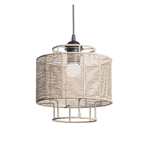 GIJMZY Lampenschirm Rattan-Lampenschirm, geometrischer Lampenschirm, Lampenschirm for Pendelleuchte, Hängelampe, handgewebt, Lampenschirm for Leuchte, Schlafzimmer(17) von GIJMZY