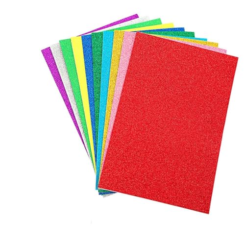 GIJMZY Moosgummi-Platten 10 Blatt selbstklebendes Glitzerpapier, Farbiger Eva-Schaum mit klebriger Rückseite, buntes Schwammbrett, schaumig, handgefertigt, for Bastelarbeiten, Dekorzubehör von GIJMZY