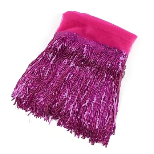 GIJMZY Pailletten Fransen Besatz 1/2/4Yard 20cm Pailletten Quaste Spitze Trim Glitter Fringe Band DIY Handgemachte Dance Performance Kleidung Dekoration Material(13RoseRed,4Yards) von GIJMZY