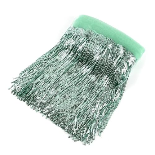 GIJMZY Pailletten Fransen Besatz 1/2/4Yard 20cm Pailletten Quaste Spitze Trim Glitter Fringe Band DIY Handgemachte Dance Performance Kleidung Dekoration Material(15MintGreen,2Yards) von GIJMZY