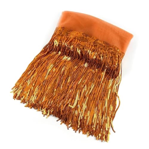 GIJMZY Pailletten Fransen Besatz 1/2/4Yard 20cm Pailletten Quaste Spitze Trim Glitter Fringe Band DIY Handgemachte Dance Performance Kleidung Dekoration Material(16OrangeYellow,2Yards) von GIJMZY