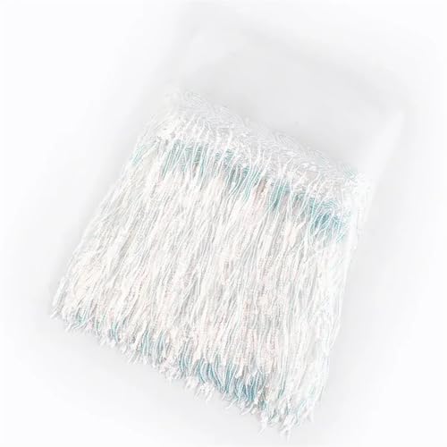 GIJMZY Pailletten Fransen Besatz 1/2/4Yard 20cm Pailletten Quaste Spitze Trim Glitter Fringe Band DIY Handgemachte Dance Performance Kleidung Dekoration Material(20WhiteColored,4Yards) von GIJMZY