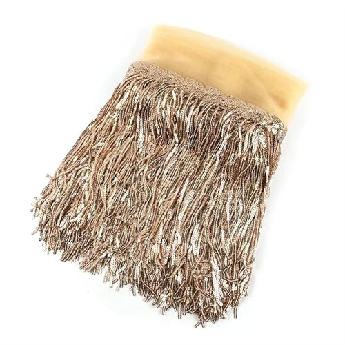 GIJMZY Pailletten Fransen Besatz 1/2/4Yard 20cm Pailletten Quaste Spitze Trim Glitter Fringe Band DIY Handgemachte Dance Performance Kleidung Dekoration Material(2LightGold,1Yard) von GIJMZY