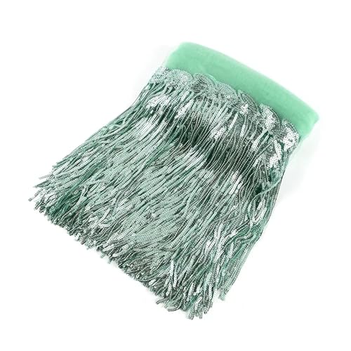 GIJMZY Pailletten Fransen Besatz 1/2/4Yards 10/18cm Bunte Pailletten Quaste Spitze Trim Fringe Handmde Trimmen for Kleidungsstück Kleid Dekoration DIY Nähen Zubehör(15MintGreen,10cm-2Yards) von GIJMZY