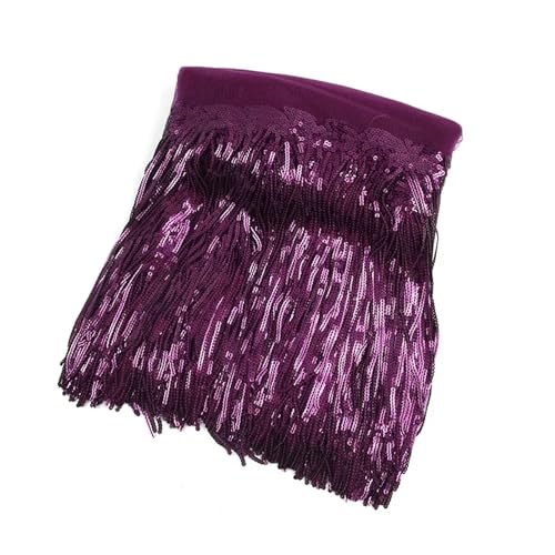 GIJMZY Pailletten Fransen Besatz 1/2/4Yards 10/18cm Bunte Pailletten Quaste Spitze Trim Fringe Handmde Trimmen for Kleidungsstück Kleid Dekoration DIY Nähen Zubehör(17DarkPurple,10cm-1Yard) von GIJMZY