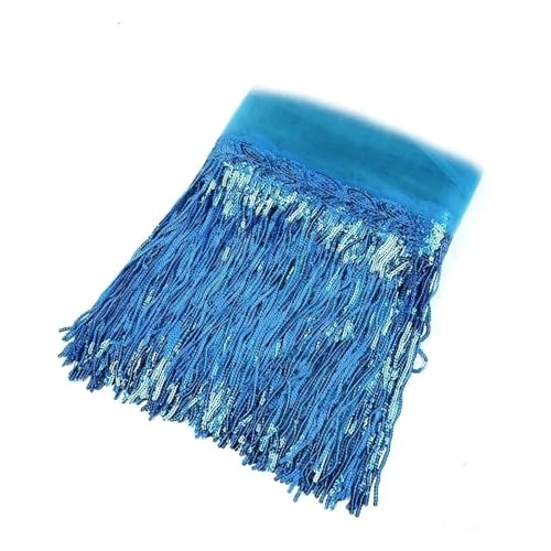 GIJMZY Pailletten Fransen Besatz 1/2/4Yards 10/18cm Bunte Pailletten Quaste Spitze Trim Fringe Handmde Trimmen for Kleidungsstück Kleid Dekoration DIY Nähen Zubehör(19Blue,10cm-4Yards) von GIJMZY