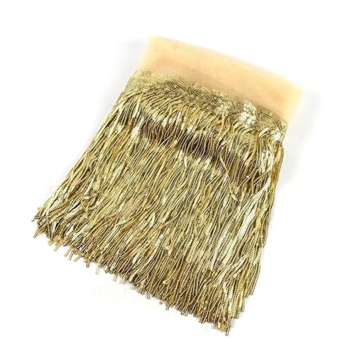 GIJMZY Pailletten Fransen Besatz 1/2/4Yards 10/18cm Bunte Pailletten Quaste Spitze Trim Fringe Handmde Trimmen for Kleidungsstück Kleid Dekoration DIY Nähen Zubehör(1Golden,10cm-4Yards) von GIJMZY