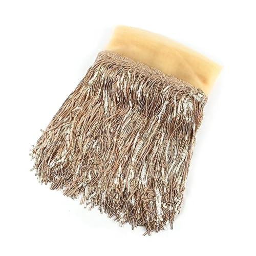 GIJMZY Pailletten Fransen Besatz 1/2/4Yards 10/18cm Bunte Pailletten Quaste Spitze Trim Fringe Handmde Trimmen for Kleidungsstück Kleid Dekoration DIY Nähen Zubehör(2LightGold,10cm-2Yards) von GIJMZY