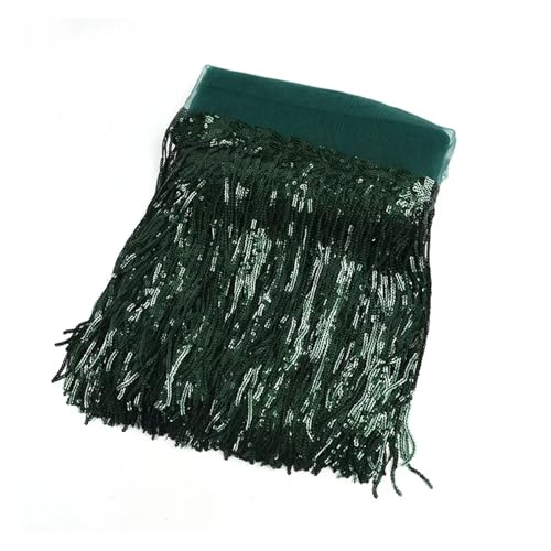 GIJMZY Pailletten Fransen Besatz 1/2/4Yards 10/18cm Bunte Pailletten Quaste Spitze Trim Fringe Handmde Trimmen for Kleidungsstück Kleid Dekoration DIY Nähen Zubehör(7Green,18cm-2Yards) von GIJMZY