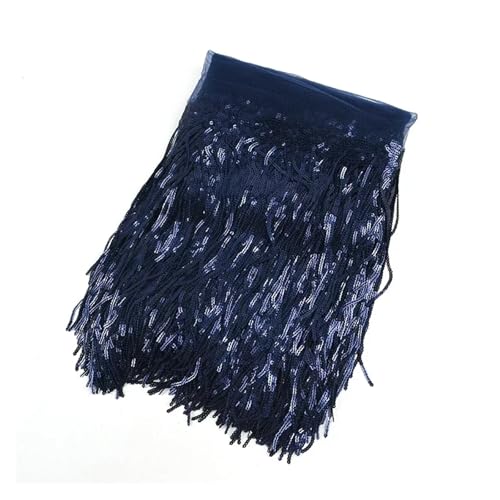 GIJMZY Pailletten Fransen Besatz 1/2/4Yards 10/18cm Bunte Pailletten Quaste Spitze Trim Fringe Handmde Trimmen for Kleidungsstück Kleid Dekoration DIY Nähen Zubehör(9NavyBlue,10cm-1Yard) von GIJMZY