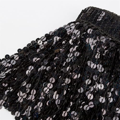 GIJMZY Pailletten Fransen Besatz 2/10yards 15cm Sequin Lace Trims Dance Dress Fringe Tassel Latin Dress Fabric Ribbon Trimming DIY Decoration Accessories(Flash Silver,10yards) von GIJMZY