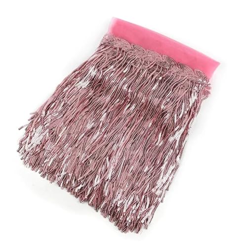 GIJMZY Pailletten Fransen Besatz 5/10 Yards 18 cm Pailletten Quaste Bunte Fransenbesatz Spitzenband Tanzkleid Kleidung Tasche Dekor Stoff Nähzubehör(11Pink,10Yards) von GIJMZY