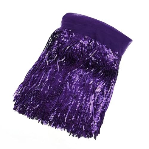 GIJMZY Pailletten Fransen Besatz 5/10 Yards 18 cm Pailletten Quaste Bunte Fransenbesatz Spitzenband Tanzkleid Kleidung Tasche Dekor Stoff Nähzubehör(22BrightPurple,10Yards) von GIJMZY