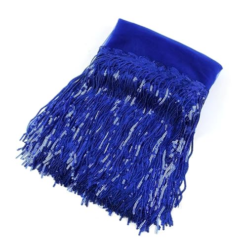 GIJMZY Pailletten Fransen Besatz 5/10 Yards 18 cm Pailletten Quaste Bunte Fransenbesatz Spitzenband Tanzkleid Kleidung Tasche Dekor Stoff Nähzubehör(8RoyalBlue,10Yards) von GIJMZY