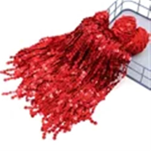 GIJMZY Pailletten Fransen Besatz 6 Yards 15/30 cm Pailletten Quaste Fransenbesatz Kleid Rock Dekoration Band Spitze Stoff DIY Kleidung Handwerk Nähen Zubehör(LaserRed,30cm) von GIJMZY