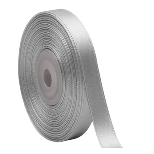 GIJMZY Satinband Bänder 1/2 Zoll 12 mm Satinband 50 Yards for Partykranz Hochzeit Haarschmuck Dekoration Schleifen Geschenkverpackung(Gray) von GIJMZY