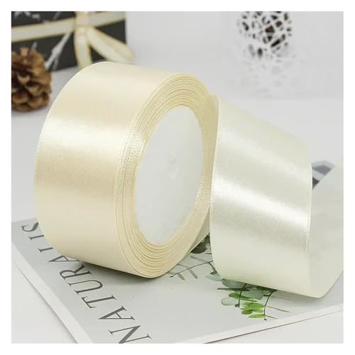 GIJMZY Satinband Bänder 50 Farben 4 cm Hochzeit Geschenk Verpackung Bänder Schleife DIY Handwerk Handgemachte Scrapbooking Material Kuchen Boxen Verpackung Band Backen(Beige) von GIJMZY