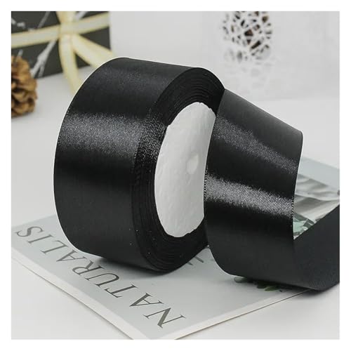 GIJMZY Satinband Bänder 50 Farben 4 cm Hochzeit Geschenk Verpackung Bänder Schleife DIY Handwerk Handgemachte Scrapbooking Material Kuchen Boxen Verpackung Band Backen(Black) von GIJMZY