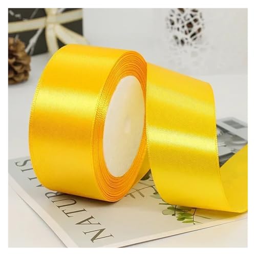 GIJMZY Satinband Bänder 50 Farben 4 cm Hochzeit Geschenk Verpackung Bänder Schleife DIY Handwerk Handgemachte Scrapbooking Material Kuchen Boxen Verpackung Band Backen(Golden) von GIJMZY