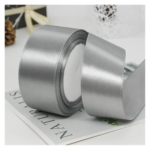 GIJMZY Satinband Bänder 50 Farben 4 cm Hochzeit Geschenk Verpackung Bänder Schleife DIY Handwerk Handgemachte Scrapbooking Material Kuchen Boxen Verpackung Band Backen(Silvery) von GIJMZY