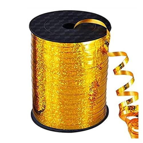 GIJMZY Satinband Bänder 500 Yards gekräuseltes Kräuselband, glänzende metallische Ballonschnurrolle, Geschenkverpackungsband for Party, Festival, Kunsthandwerk, Dekor(Gold) von GIJMZY