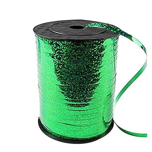 GIJMZY Satinband Bänder 500 Yards gekräuseltes Kräuselband, glänzende metallische Ballonschnurrolle, Geschenkverpackungsband for Party, Festival, Kunsthandwerk, Dekor(Green) von GIJMZY