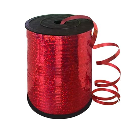 GIJMZY Satinband Bänder 500 Yards gekräuseltes Kräuselband, glänzende metallische Ballonschnurrolle, Geschenkverpackungsband for Party, Festival, Kunsthandwerk, Dekor(Red) von GIJMZY