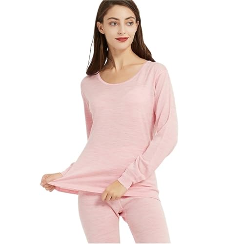 GIJMZY Thermounterwäsche Damen Wolle Damen Thermo-Unterwäsche Set Dicke Damen Lange Unterhosen Warmer Winter(Pink,L) von GIJMZY