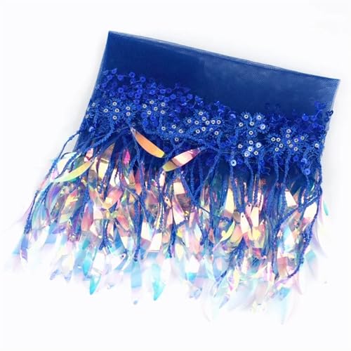 Pailletten Fransen Besatz 1–5 Yards Mesh-Quastenfransen for Nähen von Pailletten, Spitzenbesatz, lateinamerikanisches Kleid, Band, Band, Hochzeit, Kleidung, Quasten, Stoff, DIY-Zubehör(RoyalBlue,3Yard von GIJMZY