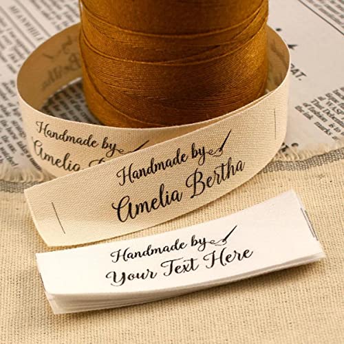 20x70 mm,Baumwolle Mit Logo oder Text Nähzubehör Etikett,Anhänger für Stricksachen,Personalisiert,Personalizada,handgefertigtes Etikett,Geschenkanhänger-200 Stück natur von GILAYAS