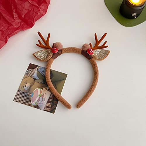 Neue Weihnachtsfeier Dekoration Foto Requisiten Mädchen Kind Haarschmuck Braun Geweih Glocken Ornamente Weihnachten Stirnbänder Geschenke-braune Pilzkugel von GILAYAS