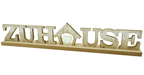 GILDE Deko XXL-Wort ZUHAUSE mit Herz, Holz Weiss-lasiert 45x8,5x4cm, Buchstaben Schriftzug Home von GILDE Deko