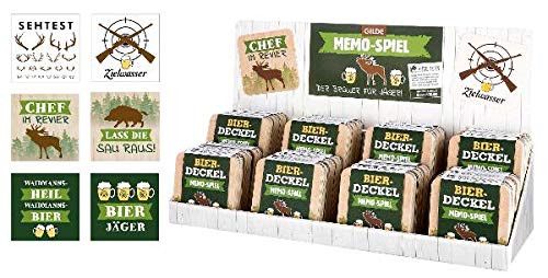 GILDE Bierdeckel 12 Stück Jagdmotive Papier, 6 Sprüche als Memo-Spiel von GILDE